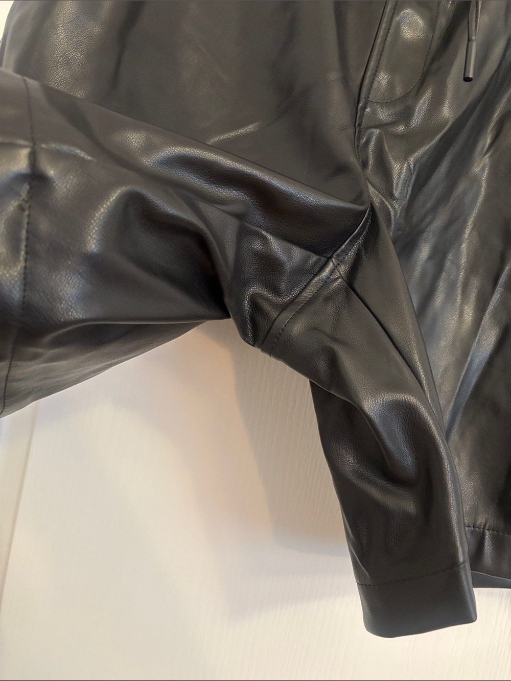 Calvin Klein Jeans Black Faux Leather Shorts - Picture 3 of 15
